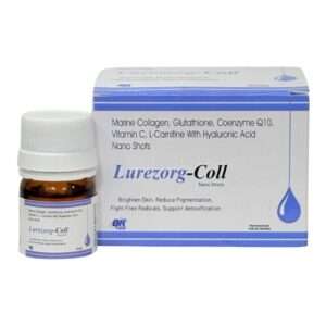 Lurezorg-Coll shots with Marine collagen Glutathione,Haluronic Acid,Co-Q10,Vit C & L-Carnitine for Pigmentation, Improve Elasticity of Skin, Skin Brightening & Fades Dark Spots